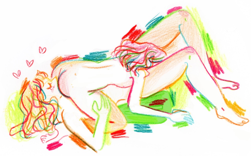 セックス用ウェッジを使った体位のイラスト